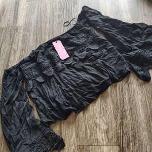 Elegant Black Lace Off-Shoulder Top